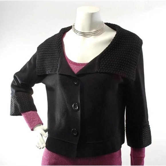 Cabi Jackie Cardigan Size Sm Button Front Knit Cropped Sweater Black Wool Blend - Picture 7 of 7